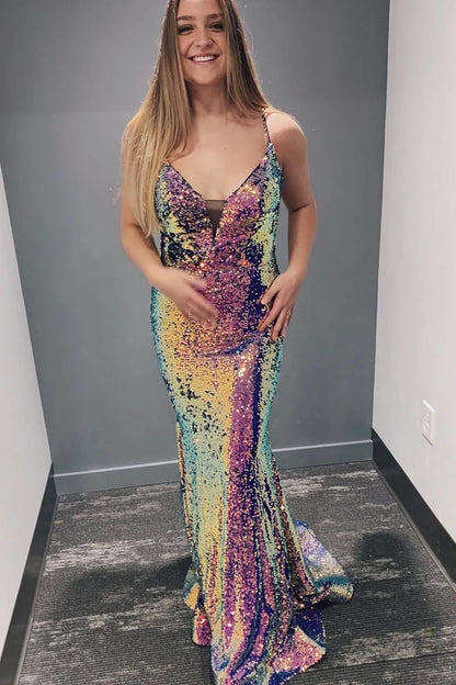 Ombre Sequins Mermaid Long Formal Dress