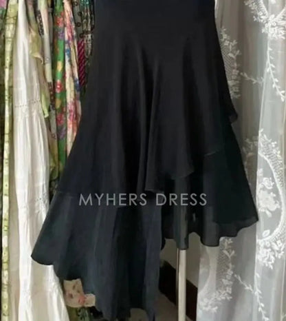 My Hers Prom Dress A Line Deep V Neck Elegant Formal Ruffle Elegant Ladies Formal Dress