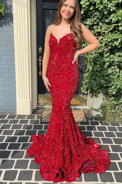 Sequins Trumpet Long Formal Dress with Sweetheart