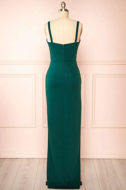 Corset Top Straps Maxi Dress with Slit