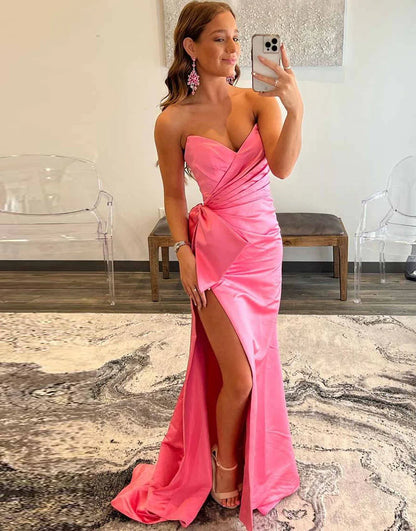 Sweetheart Hot Pink Prom Dress with Bow