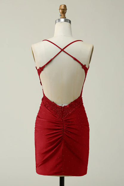 Halter Bodycon Sparkly Homecoming Dress With Appliques