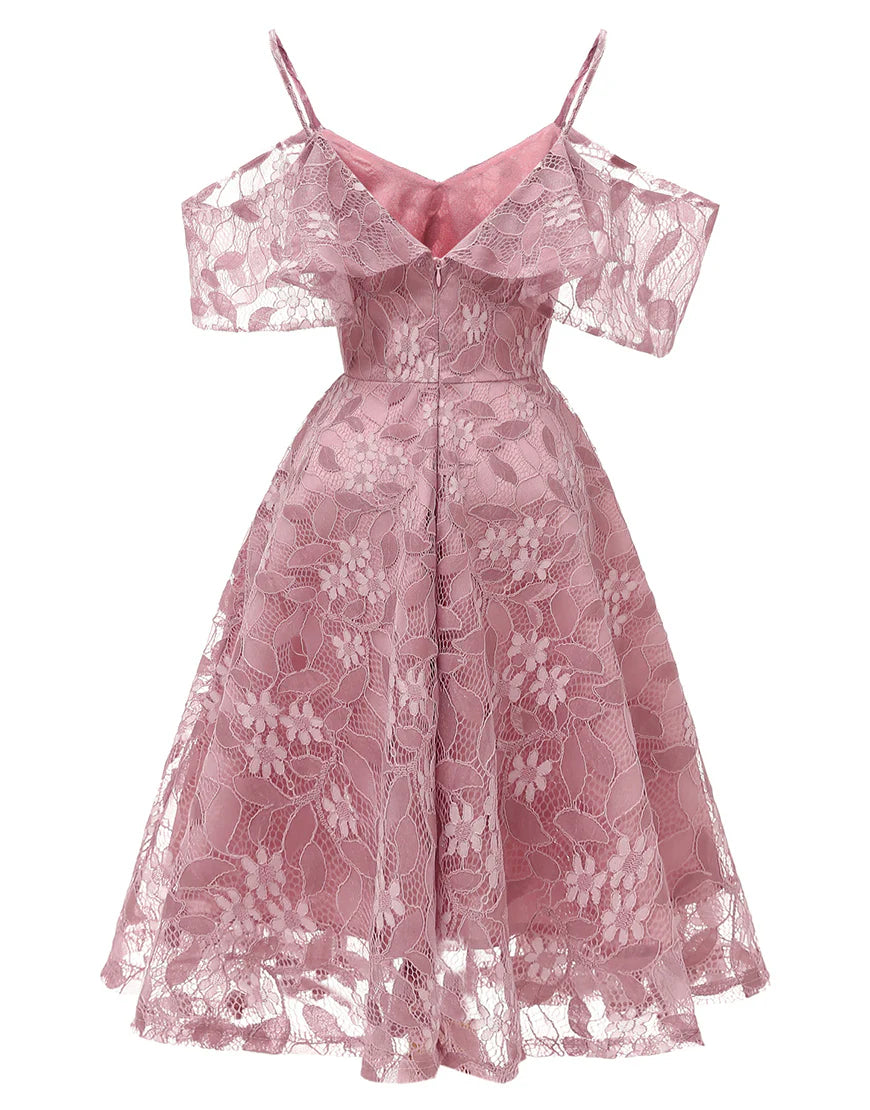 Lace Short Homecoming Dress with Ruffles