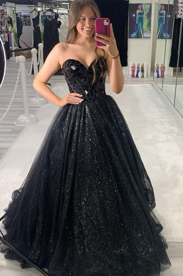 Princess  Cut Glass Mirror Sweetheart A-Line Long Prom Gown