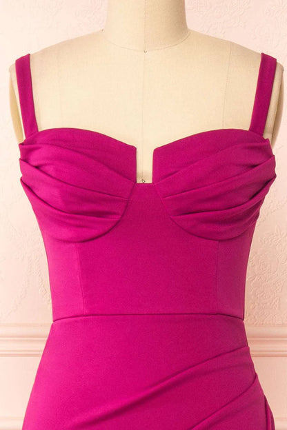 Corset Top Straps Maxi Dress with Slit