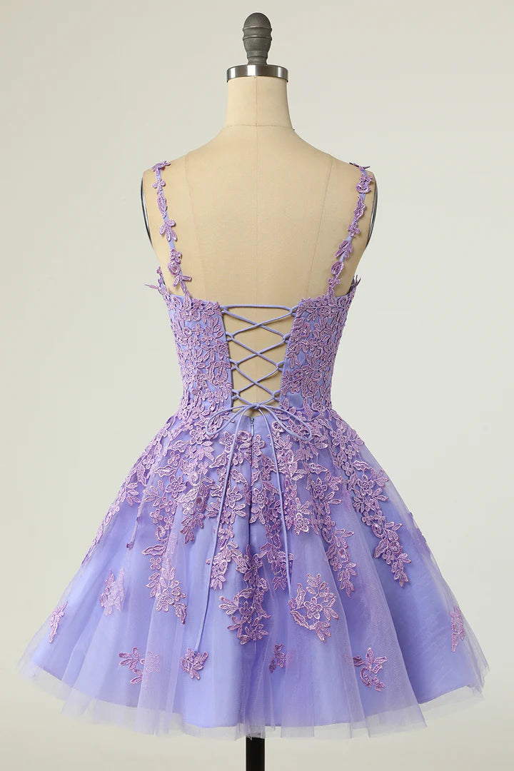 Appliques V-Neck A-Line Short Cocktail Dress