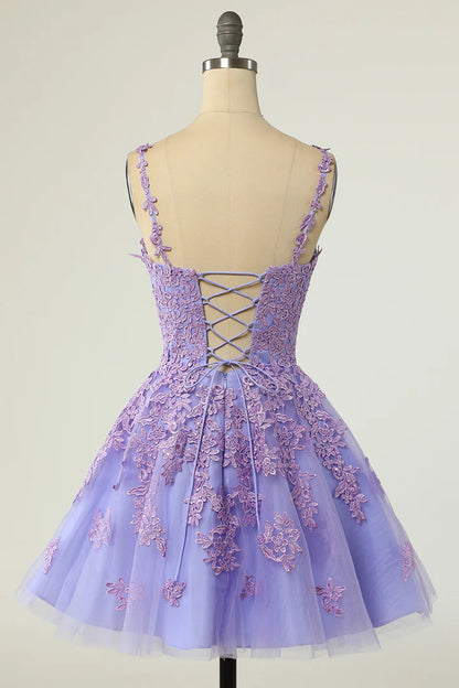Appliques V-Neck A-Line Short Cocktail Dress