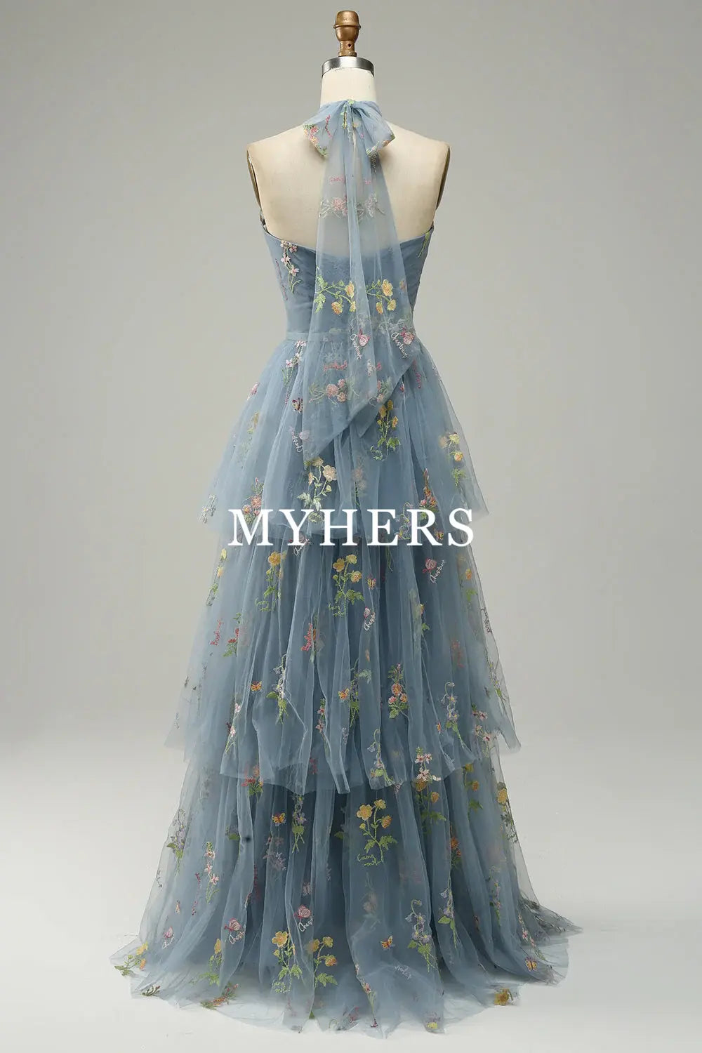 Formal Wear Dresses A Line Halter Floor Length Tulle Luxury Embroidery High Quality Fantastic Prom Dress