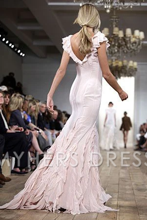 My Hers Prom Dress Mermaid V Neck Ruffle Long Elegant Fashion Ladies Formal Dress