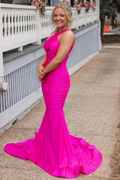 Cross-Front Mermaid Long Formal Dress