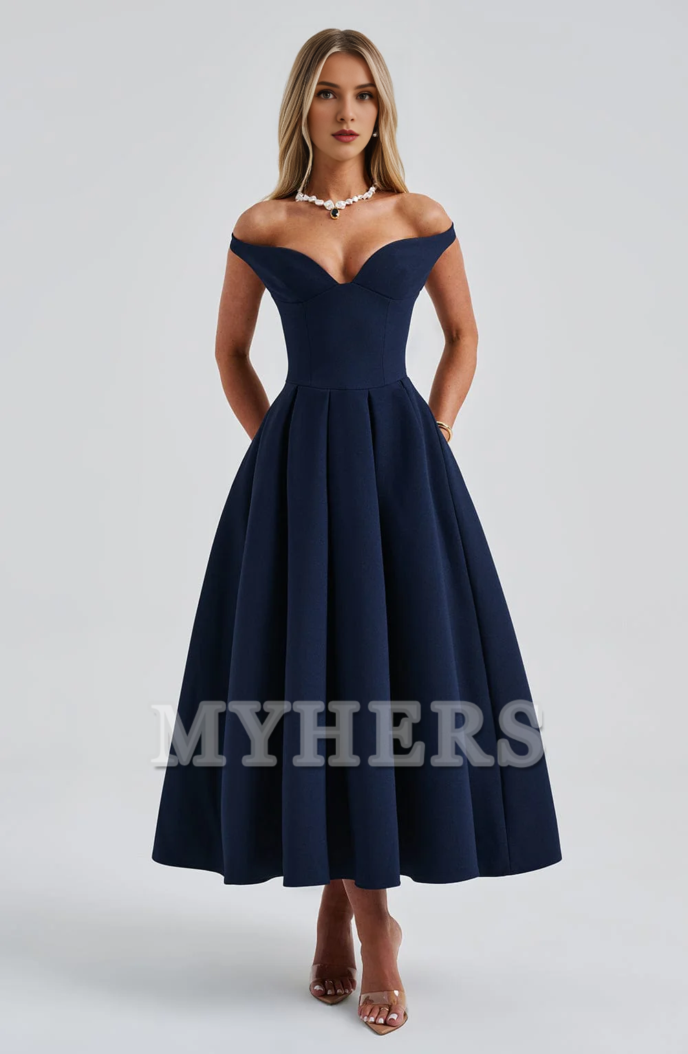 High Quality A Line Plunge Bardot Neckline Backless Elegant Simple Bridesmaid Dresses Wedding Guests Dresses