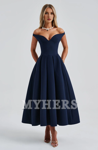 High Quality A Line Plunge Bardot Neckline Backless Elegant Simple Bridesmaid Dresses Wedding Guests Dresses