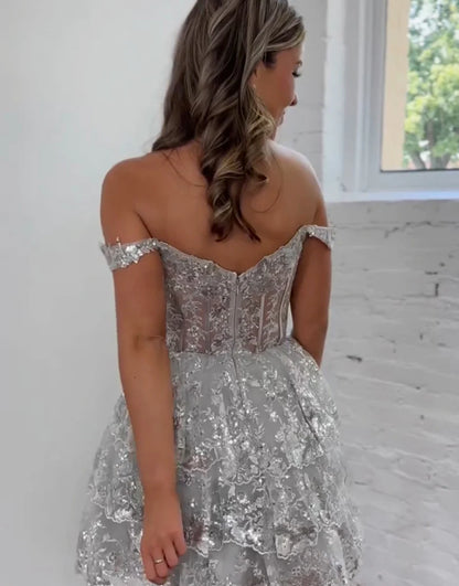 The Shoulder Sequins Homecoming Dress