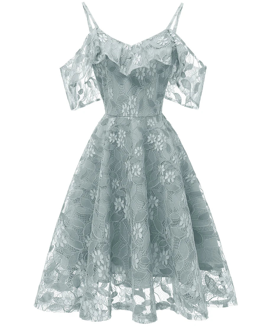 Lace Short Homecoming Dress with Ruffles