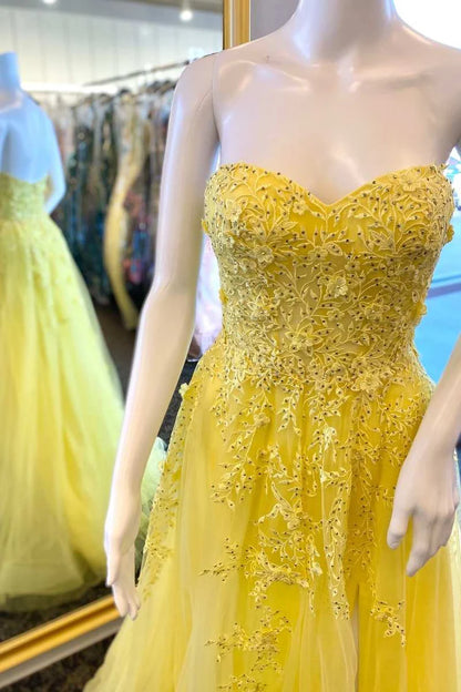 Floral Lace Sweetheart A-Line Prom Dress
