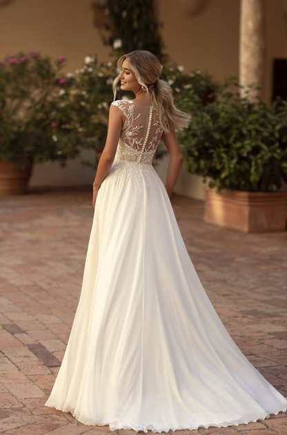 New Pattern Wedding Dress Mermaid Lace Applique Beach Bridal Dress Side fork Formal Women's Dresses