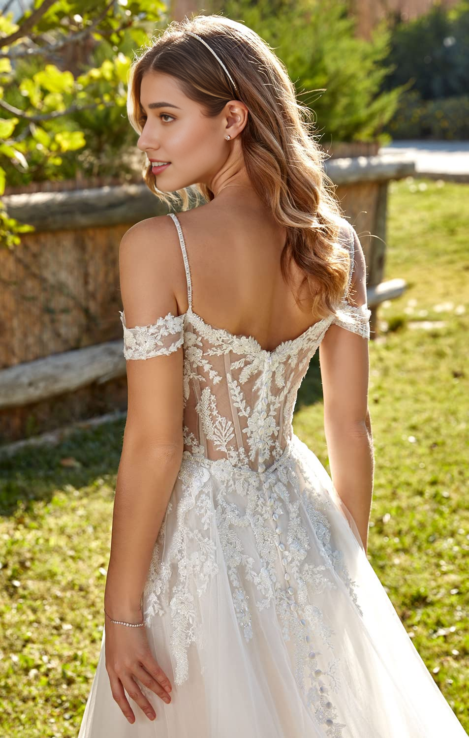 New Pattern Wedding Dress Spaghetti Strap Lace Appliqued Beach Side fork Wedding Bridal Gowns Formal Women's Dresses