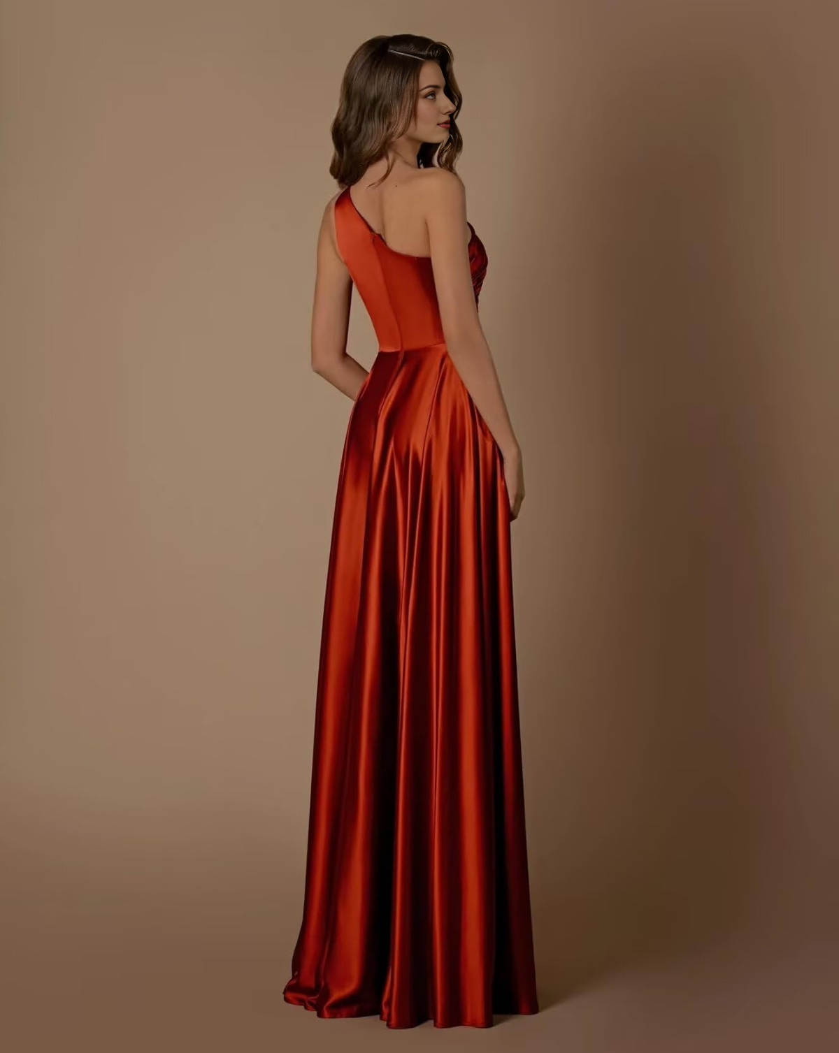 Wedding Guests Dresses Women One Shoulder Ruched with Pockets Slit Long Prom Dresses Formal Wear Dresses