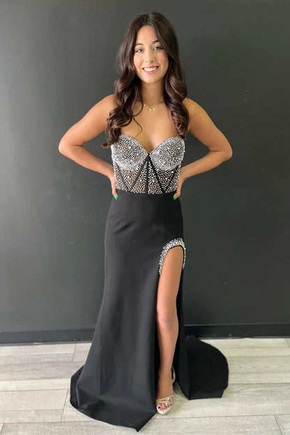 Beaded Sweetheart Mermaid Long Prom Dress with Slit