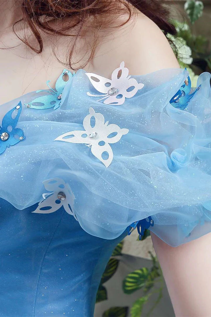 Princess Off-the-shoulder Butterfly Tulle Ball Gown