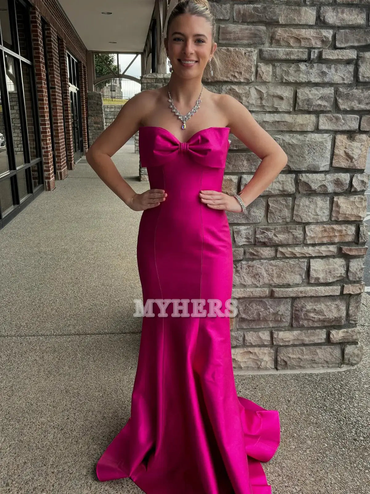 Formal Wear Dresses Wedding Guest Dresses Strapless Bow Mermaid Long Formal Dress Side Fork Elegant Temperament Evening Dress