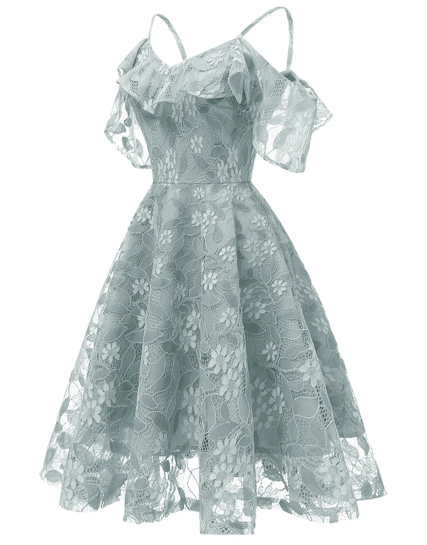 Lace Short Homecoming Dress with Ruffles