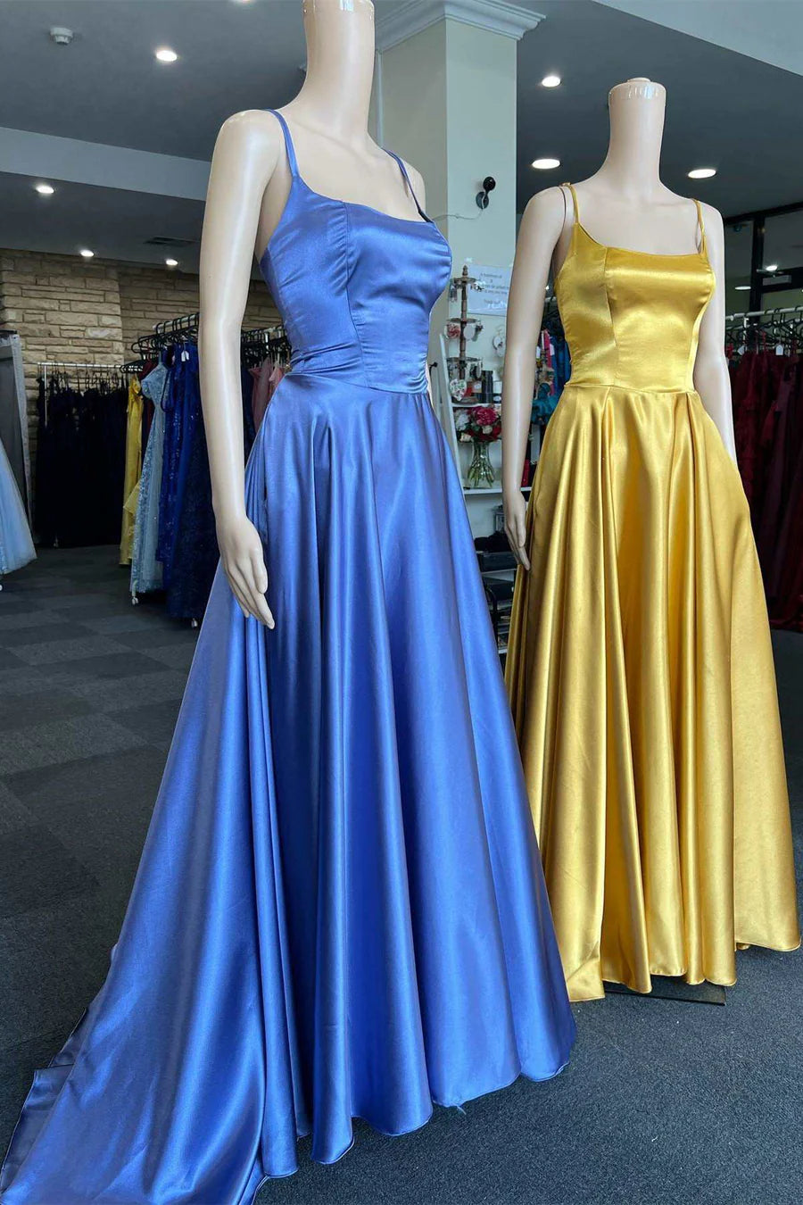Simple Fuchsia Straps A-Line Long Prom Dress
