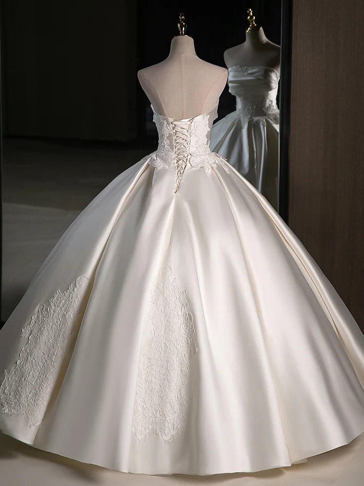 Wedding Dress A-Line Satin Lace Dignified Elegant Long Weeding Party Dress