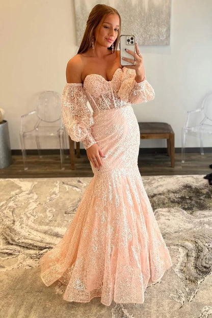 Lace Sweetheart Trumpet Long Prom Gown