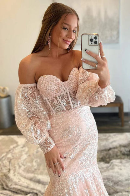 Lace Sweetheart Trumpet Long Prom Gown