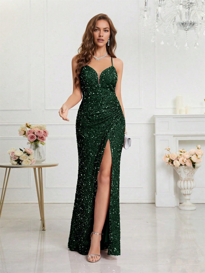 Wedding Guests Dresses Sequin Dress for Women Prom Dress Sexy V-Neck Bodycon Sequin Gowns and Evening Dresses Prom Dresses Formal Wear Dresses