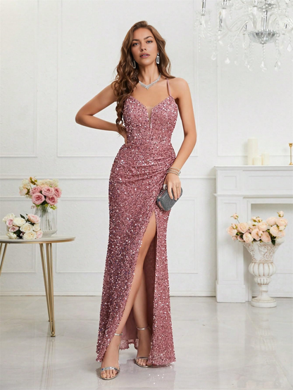 Wedding Guests Dresses Sequin Dress for Women Prom Dress Sexy V-Neck Bodycon Sequin Gowns and Evening Dresses Prom Dresses Formal Wear Dresses