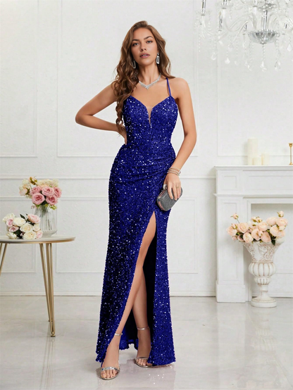 Wedding Guests Dresses Sequin Dress for Women Prom Dress Sexy V-Neck Bodycon Sequin Gowns and Evening Dresses Prom Dresses Formal Wear Dresses