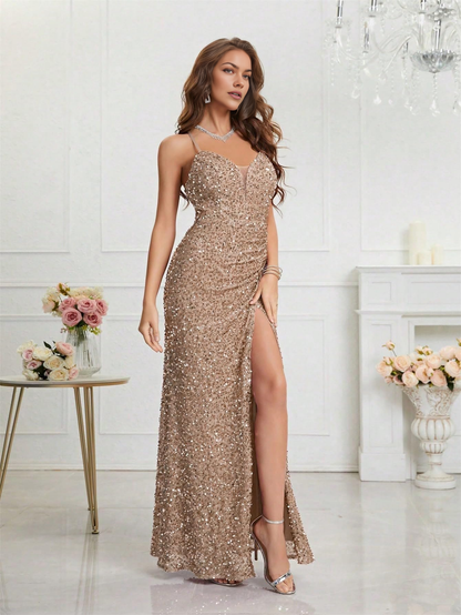 Wedding Guests Dresses Sequin Dress for Women Prom Dress Sexy V-Neck Bodycon Sequin Gowns and Evening Dresses Prom Dresses Formal Wear Dresses