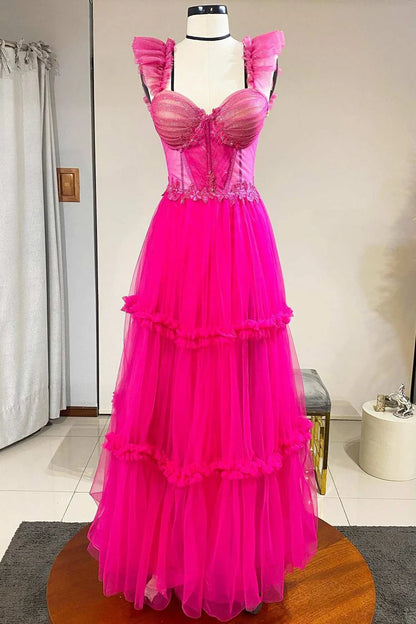 Tulle Ruffles Bustier A-Line Prom Dress