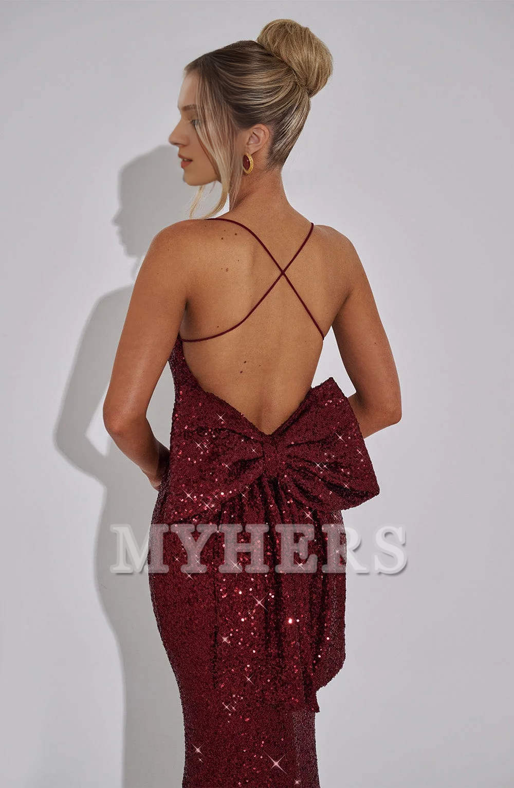 Mermaid Luxury High Quality Sequin Elasticated Spaghetti Straps Crossover Strap Back Detachable Bow Back Dresses Bridesmaid Dresses Wedding Guests Dresses