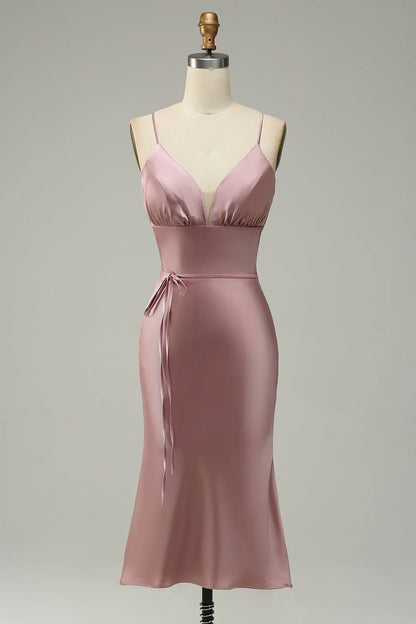 My Hers Ladies Formal Dress Elegant Simple Sheath Spaghetti Strap Sweetheart Short Skirt Prom Dress