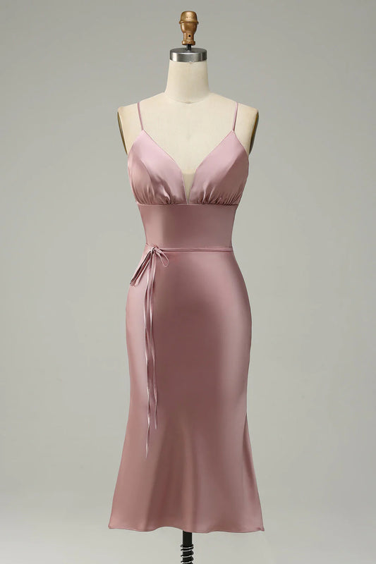 My Hers Ladies Formal Dress Elegant Simple Sheath Spaghetti Strap Sweetheart Short Skirt Prom Dress
