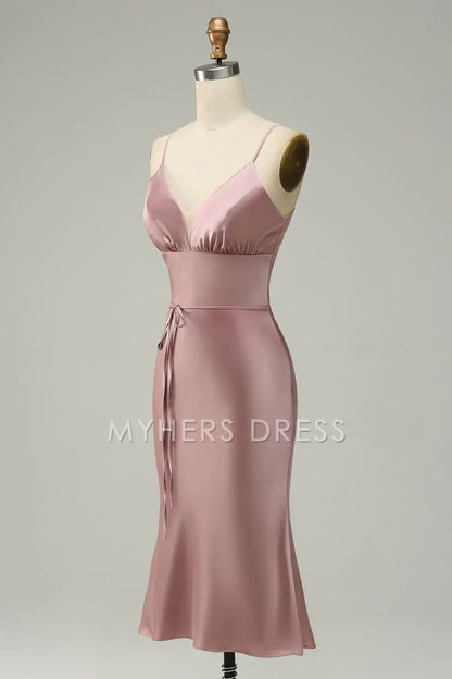 My Hers Ladies Formal Dress Elegant Simple Sheath Spaghetti Strap Sweetheart Short Skirt Prom Dress