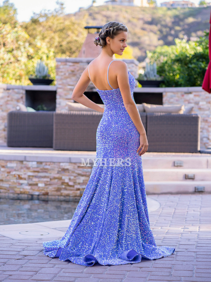Formal Women's Dresses Wedding Guest Dresses Mermaid Cultivate oneself Spaghetti Straps Sweetheart Sequin Sweep Train Charming Evening Dress
