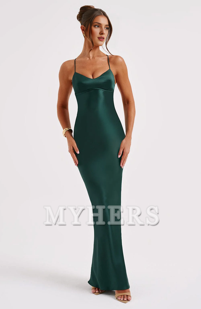 Mermaid Spaghetti Strap Backless Sheath Charming Dresses Exquisite Bridesmaid Dresses Wedding Guests Dresses