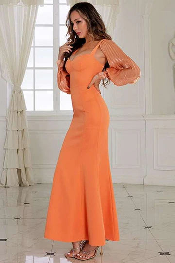 Corset Long Sleeve Mermaid Prom Dress