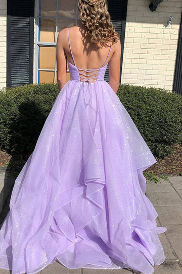 Sparkle Straps Multi-Tiered Long Prom Dress