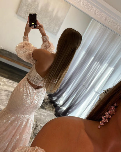 Lace Sweetheart Trumpet Long Prom Gown