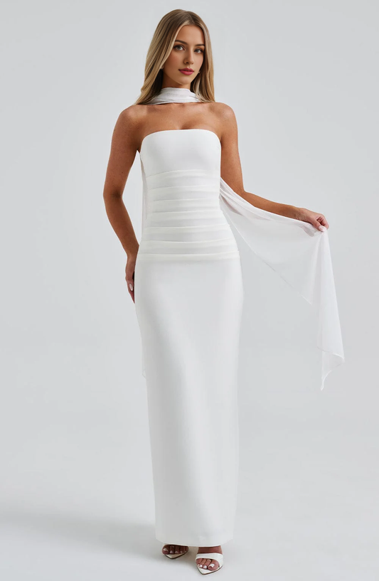 Fashion Strapless Pleated Split to the Back Cultivate oneself Elegant Dresses Bridesmaid Dresses Wedding Guests Dresses