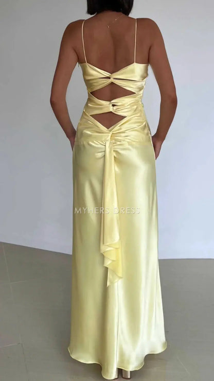 My Hers Prom Dress V Neck Spaghetti Strap Sheath Long Exquisite Charming Ladies Formal Dress