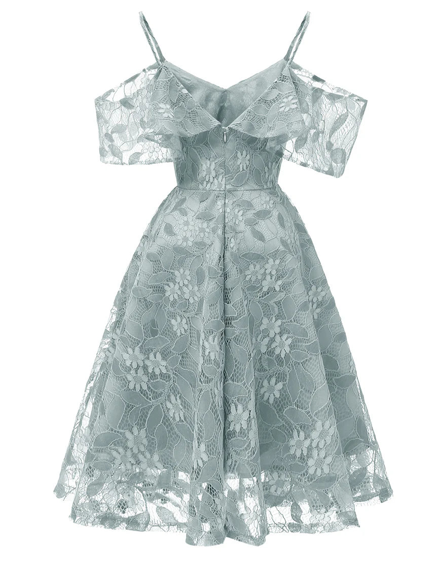 Lace Short Homecoming Dress with Ruffles
