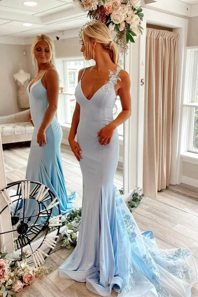 Trumpet  Plunge Long Formal Dress