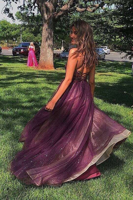 A-line Tulle and Appliques Long Formal Dress
