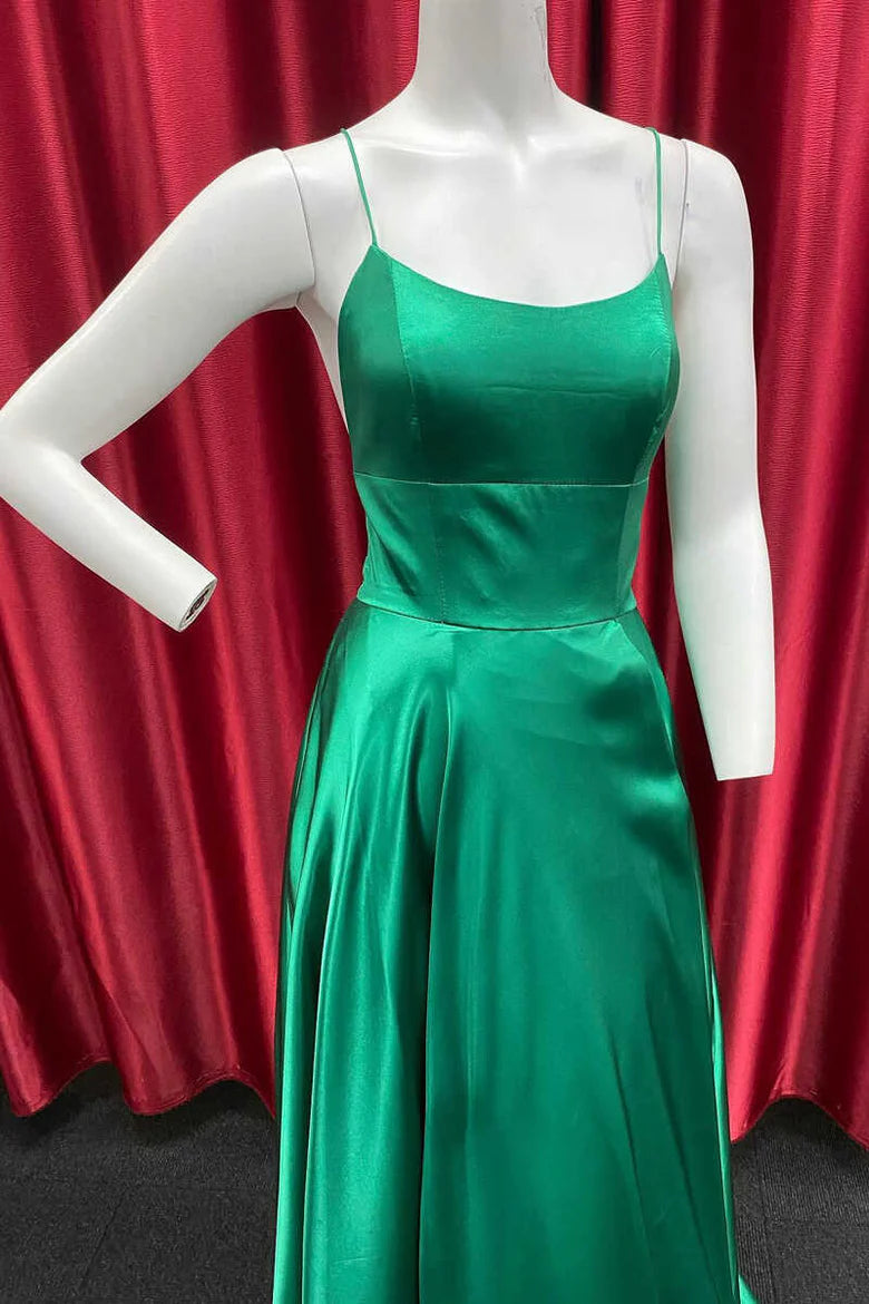 Simple Round Neck A-line Long Formal Dress